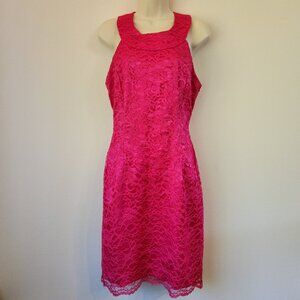 Vtg Gunne Sax Jessica Mcclintock Cocktail Midi Dress S/M Hot Pink Classic Glam